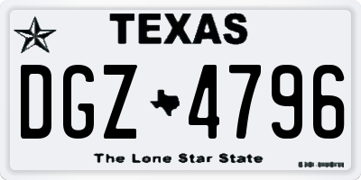TX license plate DGZ4796
