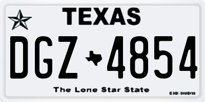 TX license plate DGZ4854