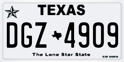 TX license plate DGZ4909