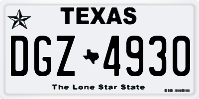TX license plate DGZ4930