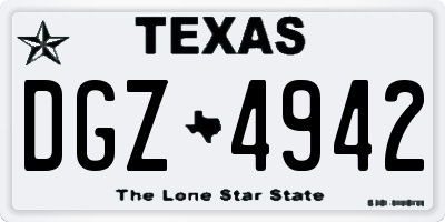 TX license plate DGZ4942
