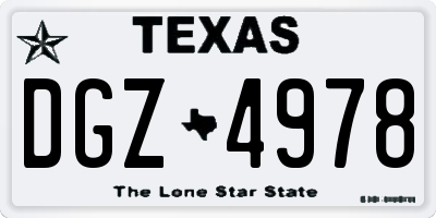 TX license plate DGZ4978