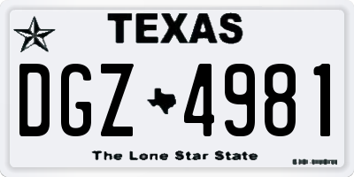 TX license plate DGZ4981