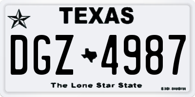 TX license plate DGZ4987