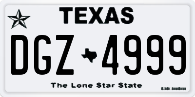 TX license plate DGZ4999