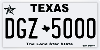 TX license plate DGZ5000