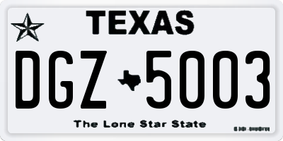 TX license plate DGZ5003