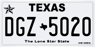 TX license plate DGZ5020
