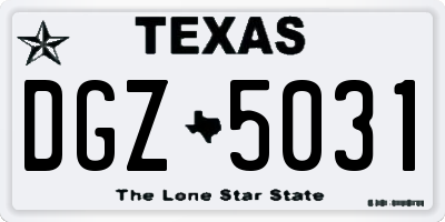 TX license plate DGZ5031