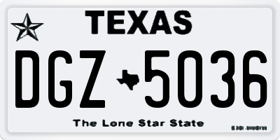 TX license plate DGZ5036