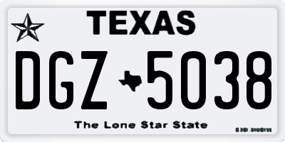 TX license plate DGZ5038
