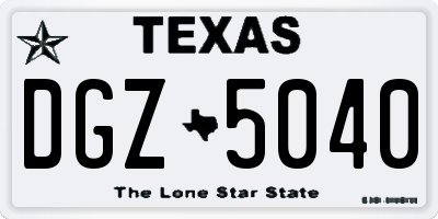 TX license plate DGZ5040