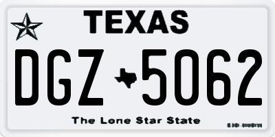 TX license plate DGZ5062