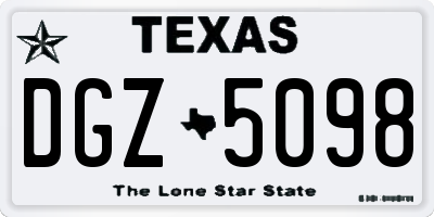 TX license plate DGZ5098