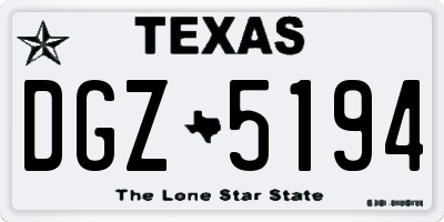 TX license plate DGZ5194