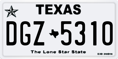 TX license plate DGZ5310