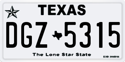 TX license plate DGZ5315