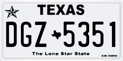 TX license plate DGZ5351