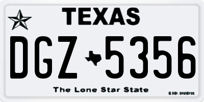 TX license plate DGZ5356
