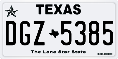 TX license plate DGZ5385