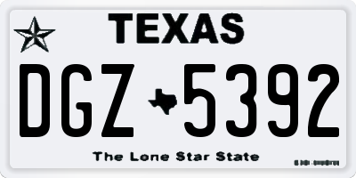 TX license plate DGZ5392