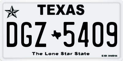 TX license plate DGZ5409