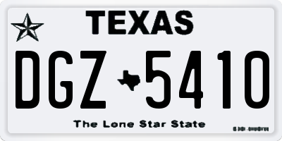 TX license plate DGZ5410