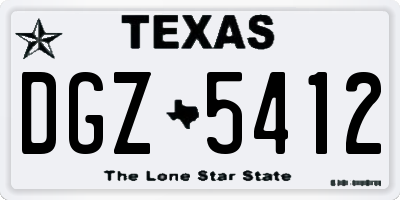 TX license plate DGZ5412