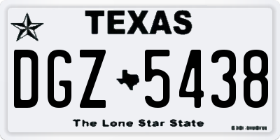 TX license plate DGZ5438