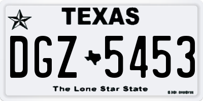 TX license plate DGZ5453