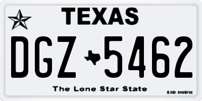 TX license plate DGZ5462