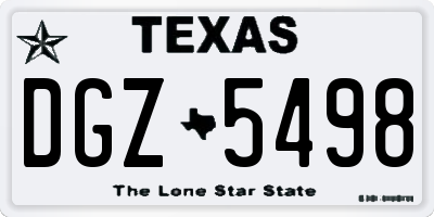 TX license plate DGZ5498
