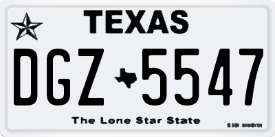 TX license plate DGZ5547