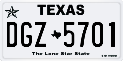 TX license plate DGZ5701