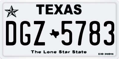 TX license plate DGZ5783