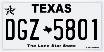 TX license plate DGZ5801