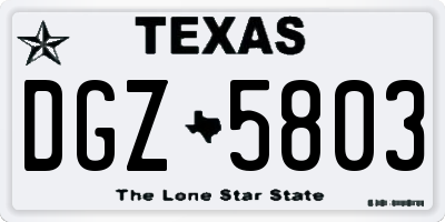 TX license plate DGZ5803