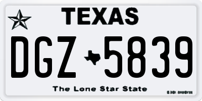 TX license plate DGZ5839