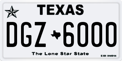 TX license plate DGZ6000