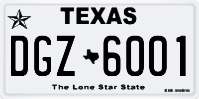 TX license plate DGZ6001