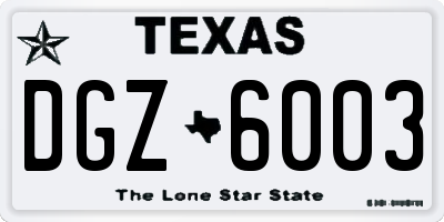 TX license plate DGZ6003