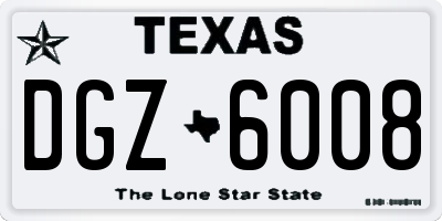 TX license plate DGZ6008