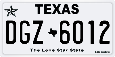 TX license plate DGZ6012
