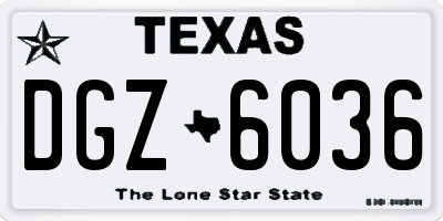 TX license plate DGZ6036