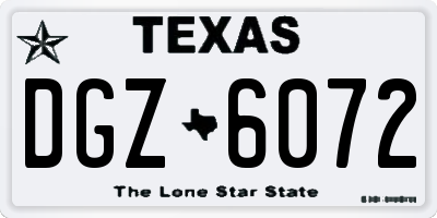 TX license plate DGZ6072