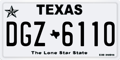 TX license plate DGZ6110