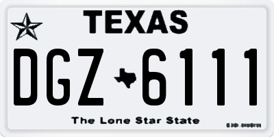 TX license plate DGZ6111