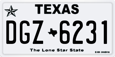 TX license plate DGZ6231