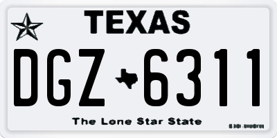 TX license plate DGZ6311
