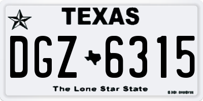 TX license plate DGZ6315